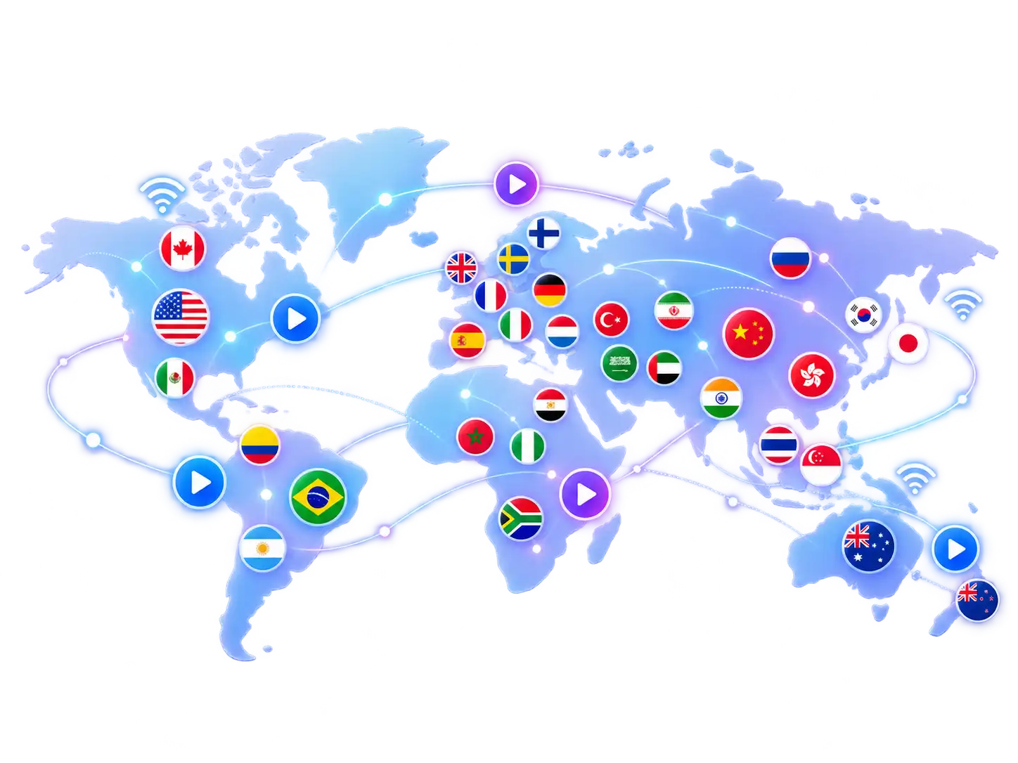 IPTV world map showing international streaming coverage